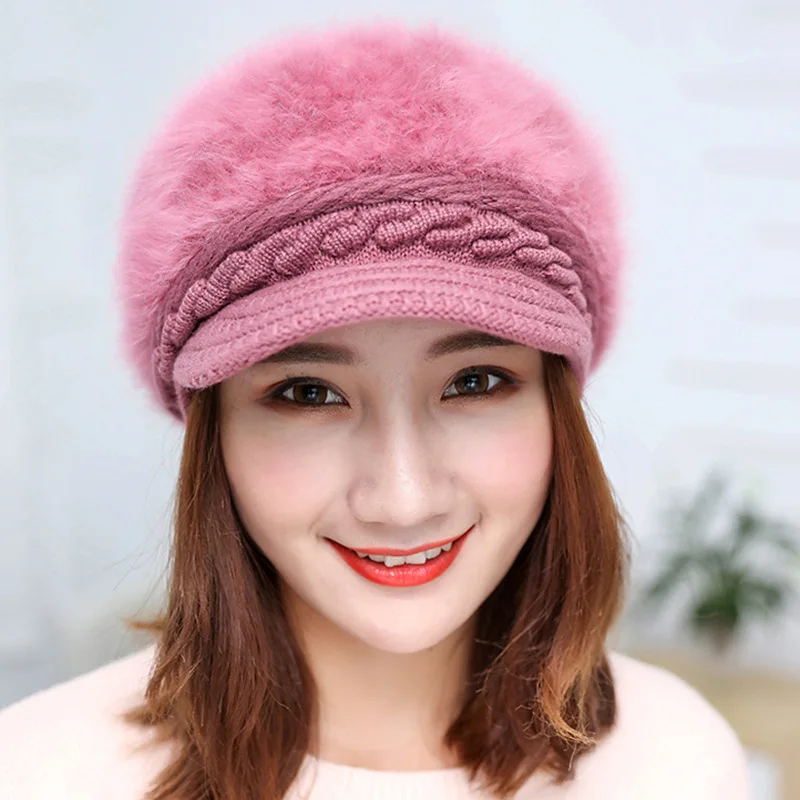 

Women's Winter Beanies Solid Color Warm Knitted Baggy Beret Beanie Hat Slouch Ski Cap