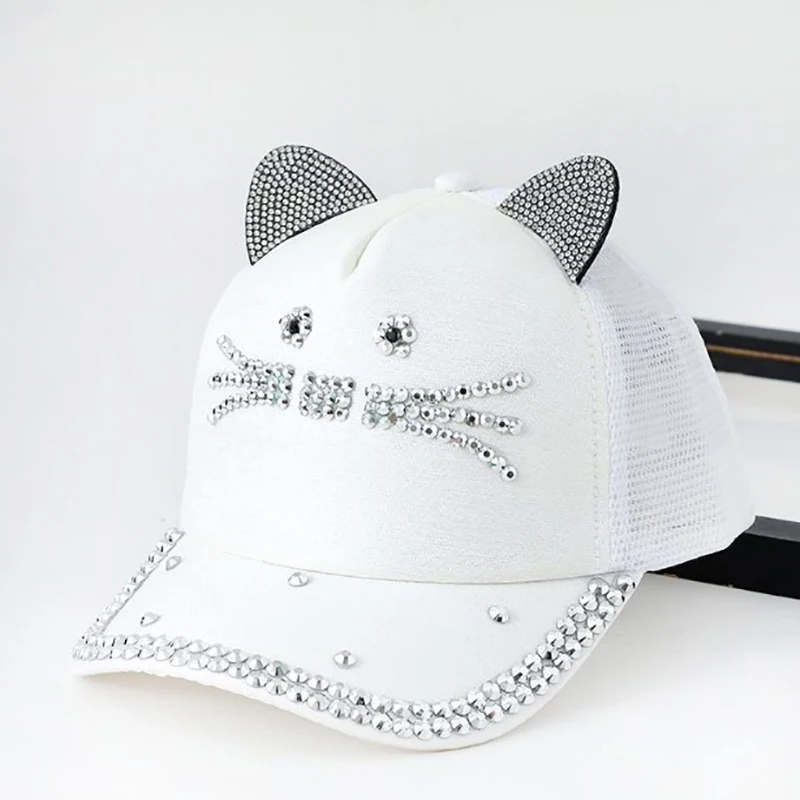 

Spring and Summer Children's Baseball Cap, Cat, Net Cap, Summer Men and Women, Baby Cartoon Sequined Cap, Sun Hat