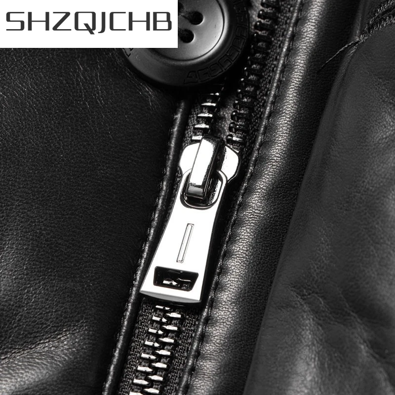 

JCHB 2021 Winter Brand Down Coat Men 100% Genuine Leather Thick Warm Outerwear Casual Hooded Fox Fur Collar Long Jacket Plus Siz