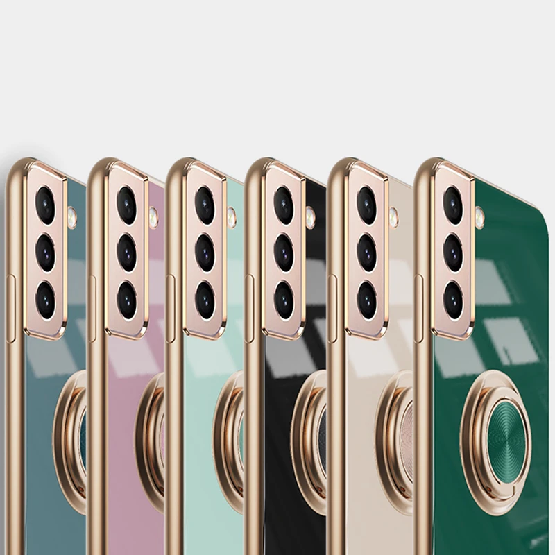 

Luxury Phone Case For Samsung Galaxy A52 A72 S21 S20 Note 20 Ultra Plus FE 9 5G S21Plus 4G Soft Silicone Shell Ring Holder Cover