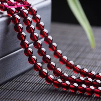 high quality natural wine red garnet stone round shape loose spacer smooth beads 2345mm diy gems jewelry accessory 38cm sk46