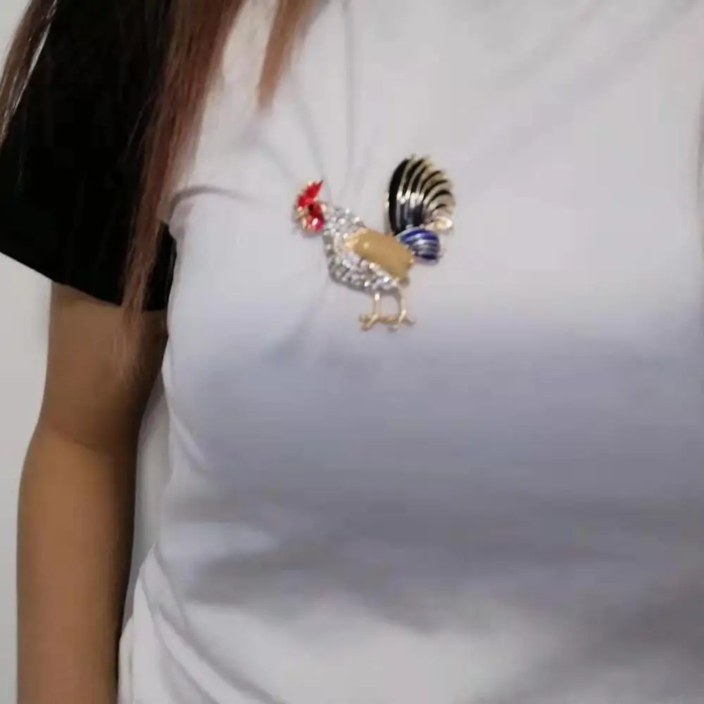 Новый бриллиантами big rooster значок брошь милый цыпленок одежда корсаж ювелирные