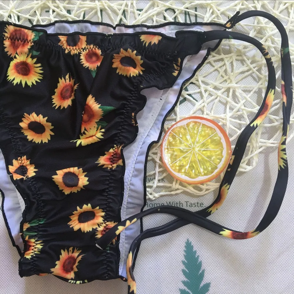 

Sexy Bikinis Set Women Sunflower Print Tankini Brazilian Swimwear Two-piece Dasiy Print Sexy V-bra Underwired Bikini Two-pieces