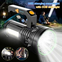 powerful 10led xp 900 flashlight with cob side light usb rechargeable portable torch waterproof fishing lanterna as power bank