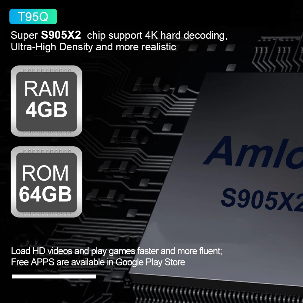 ТВ приставка Android 9 0 T95Q Box 4 Гб 64 ГБ DDR3 Amlogic S905X2 четырехъядерный 2 ГГц и 5 двойной Wifi