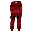 Брюки-карго для мужчин, джоггеры, повседневные мужские брюки в стиле хип-хоп с красными розами, спортивные штаны с черепом, уличная одежда, забавные спортивные повседневные штаны 6xl