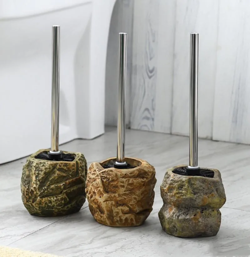 

Набор ершиков для унитаза в стиле ретро, с длинной ручкой, имитация камня, креативные товары для чистки ванной, керамический ершик для унита...