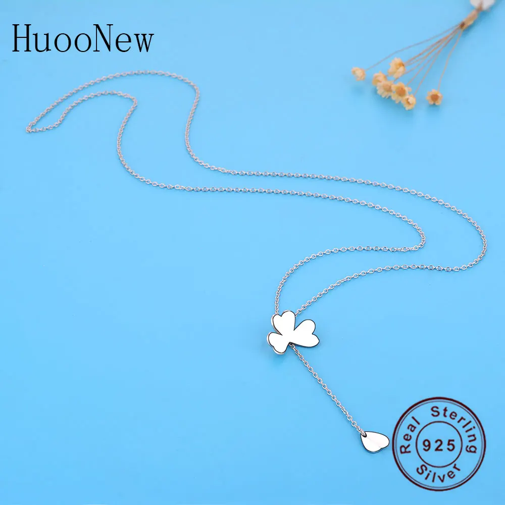 Женское колье чокер из стерлингового серебра 925 пробы с четырехлистным сердечком