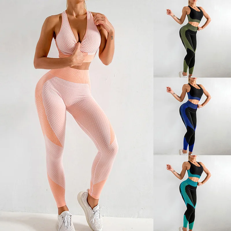 Бесшовные женские спортивные костюмы для занятий йогой одежда бега Женский