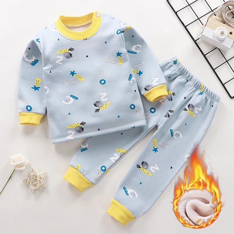 

Children's Underwear Suit Boys Autumn Winter Thicken Print Pajamas Kids Baby Clothes for Girls Pants Long Johns Clothing Sets