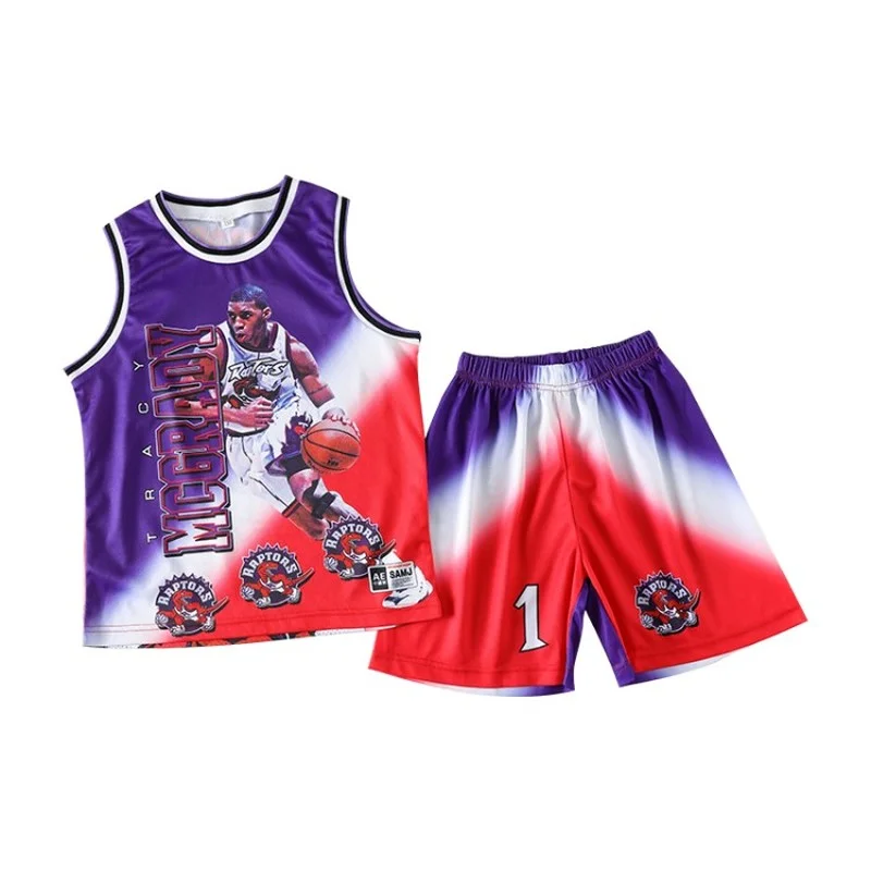 

2021 Character Printing Basketball Suits for Boys Football Jersey School Uniform Sport Training Sets for Boys Shirts+ Shorts