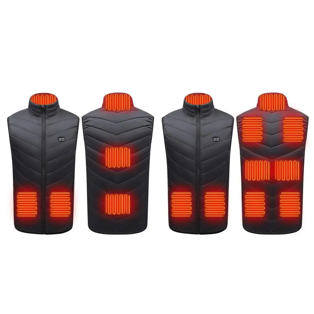

Winter Electric Heating Vest 5/9 Zones Heated Jacket Smart 3 Speed Temperature Control Warm Sleeveless Vest For Cycling Camping