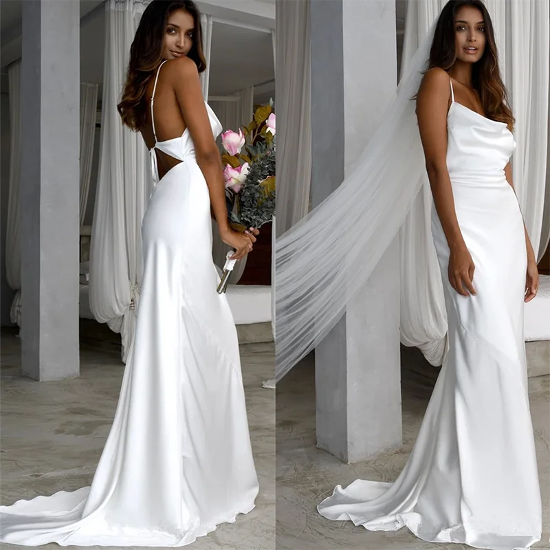 Robe De Mariee Свадебные платья 2020 свадебное платье Abito Da Sposa атласное на тонких