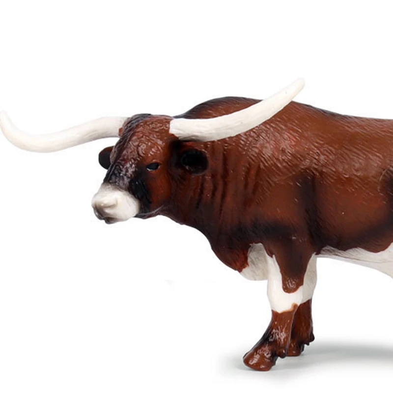 

Plastic Long Horn Bull Cattle Animals Action Figures Static Cute Model Collection Cow Model Toys for Kids