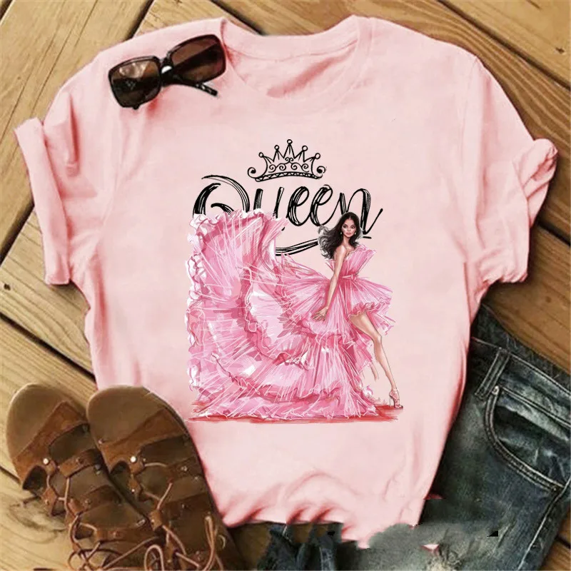 

Crown Queen Princess Print Women T Shirt Short Sleeve O Neck Loose Women Tshirt Ladies Tee Shirt Tops Clothes Camisetas Mujer