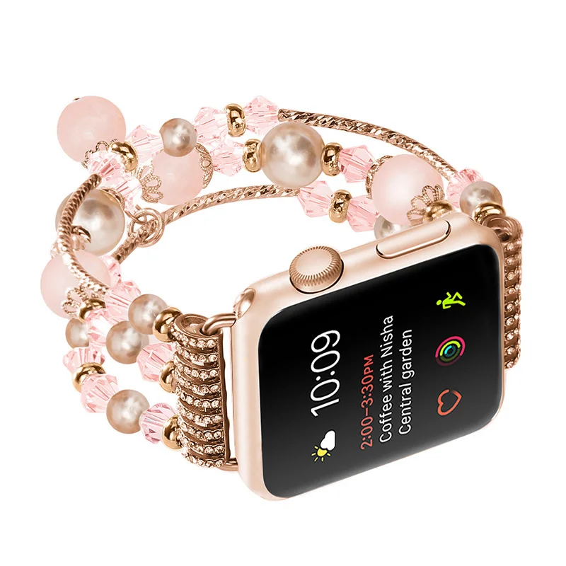 

Высококачественный сменный ремешок из натурального серого Агата для Apple Watch, женский модный ремешок на запястье с адаптерами 38 мм 42 мм