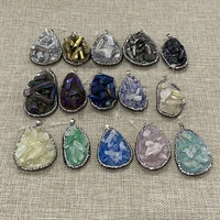 irregular resin natural stone crystal inlay fashion pendant diy jewelry making necklace and bracelet size 30x50 45x60mm