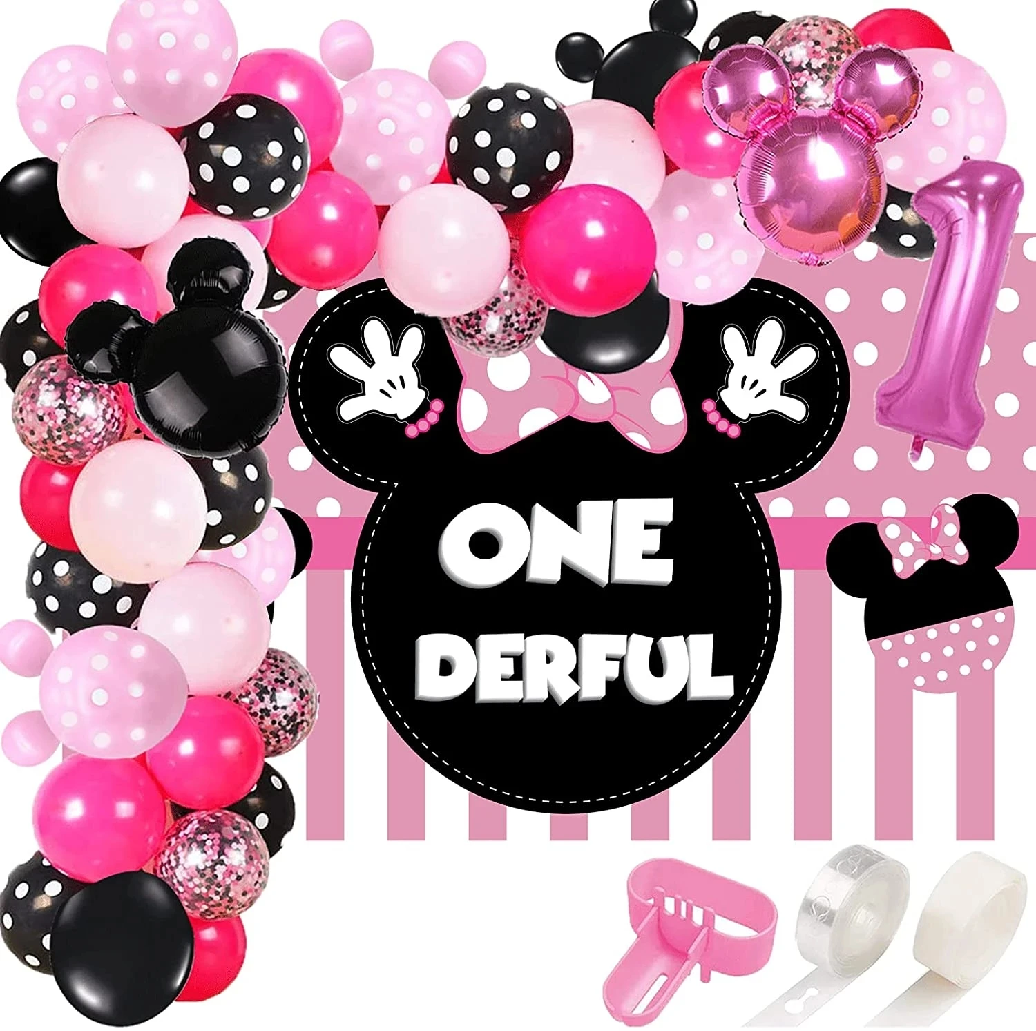 

1set boy girl Mickey Minnie Mouse disney party Baby Shower princess Cartoon Globos red black yellow mouse head photo props