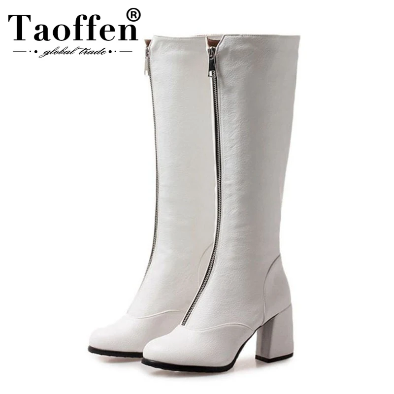 Женские сапоги с острым носком Taoffen Зимние Повседневные до колена размера плюс