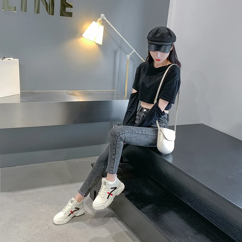 

Women Platform Shoes White 2020 New Fashion Designers Sneakers Ladies Leather Shoes Casual Sports Shoes Female Tenis Feminino