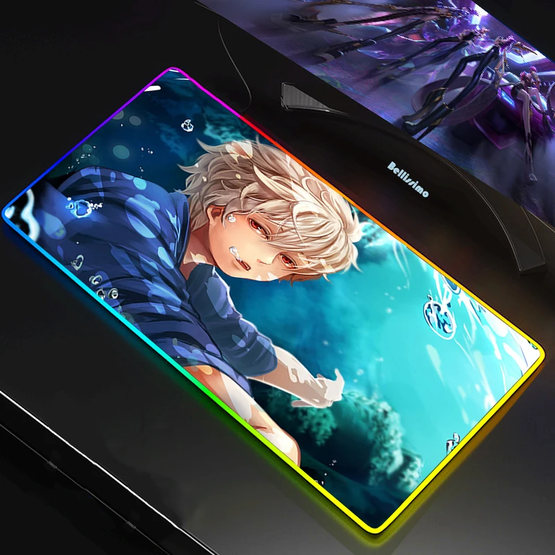 

RGB Gaming Mouse Pad Mousepad Large Cool Mause Pad Keyboard Desk Carpet Game Rubber No-slip LED Mouse Mat Gamer Gintama Anime