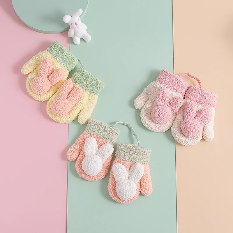 

Зимние теплые и холодные Детские перчатки детские Мультяшные флисовые вязаные перчатки без пальцев