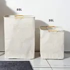 Новинка, складная корзина для грязной одежды с деревянной ручкой, водонепроницаемая большая корзина для хранения пыли