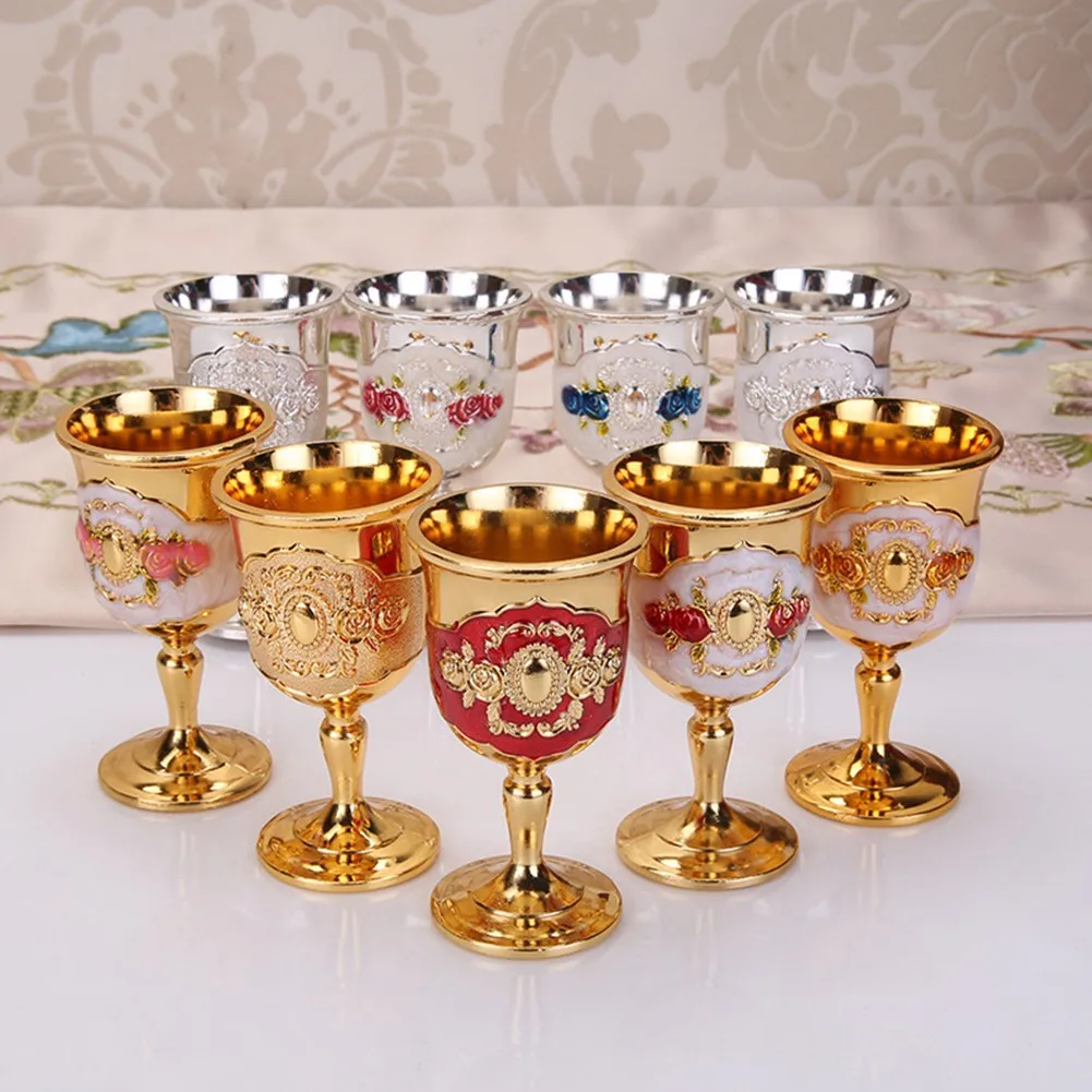 

1PC 30ML Creative TWine Glasses Champagne Glasses Beverage Goblet Cocktail Cup Gold Vintage European Style Bar Home Decor