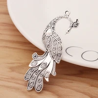 5 pieces tibetan silver peafowl peacock charms pendants for jewellery making findings 62x22mm