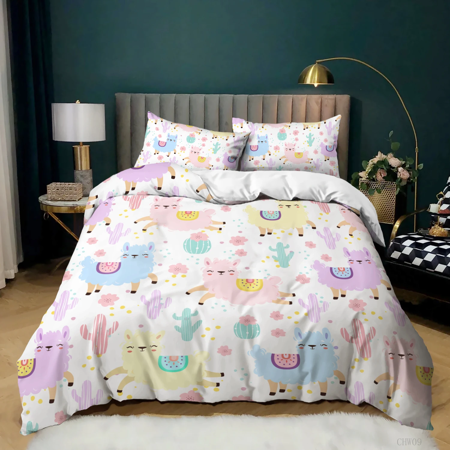 

Custom 3D Print Cartoon Cute Animal Alpaca Beding Set Fashion Pillowcase Duvet Cover Home Bedroom Decor Kids Queen King Single