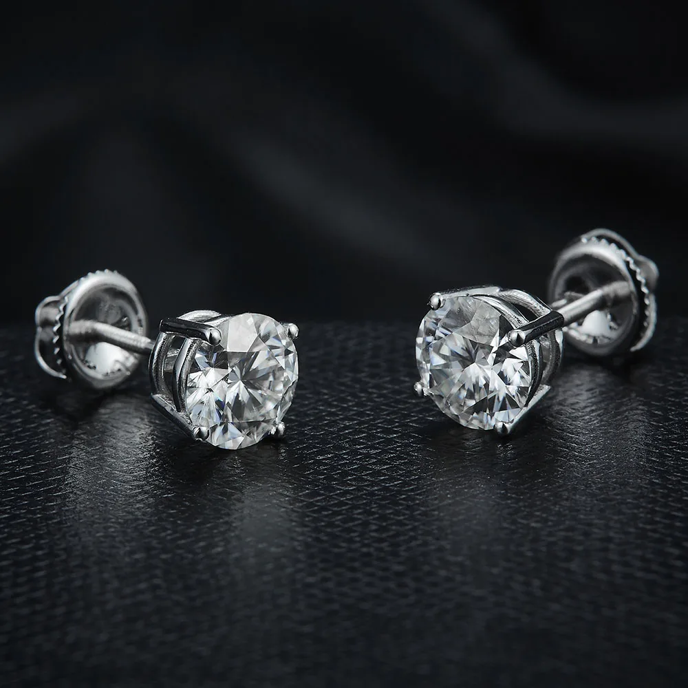 Серьги-гвоздики Genuine14K из белого золота 585 пробы 2 0ctw D с круглыми бриллиантами