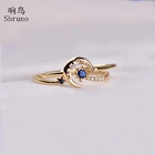 Кольцо обручальное женское из желтого золота 14 к, с сапфирами и бриллиантами