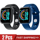 2 шт. D20 умные часы для мужчин и женщин цифровые часы Bluetooth спортивный фитнес-трекер Шагомер Y68 умные часы для Android Ios Xiaomi
