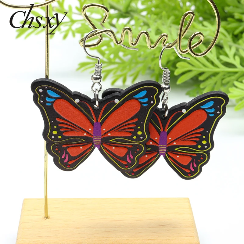 

Fashion Earring Acrylic Simulation Butterfly Dangle Earrings Colorful Fish Hook Earrings Girl Gifts Accessories Women Wholesale