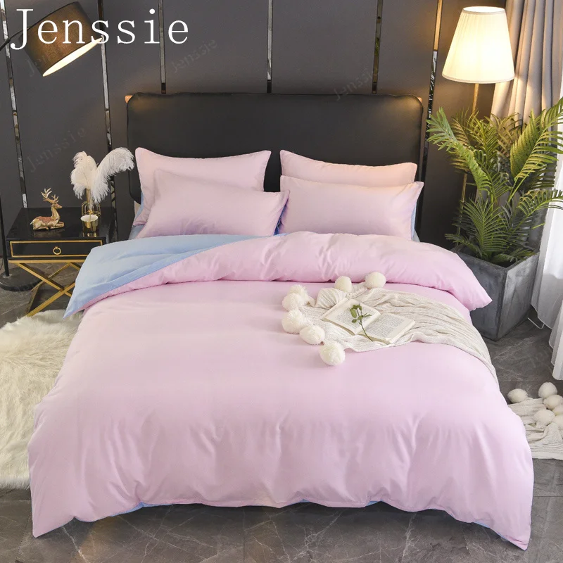 

Односпальная кровать, двуспальная кровать, комплект пододеяльников, розовое синее покрывало, однотонный цвет, 220*240, большие постельные прин...