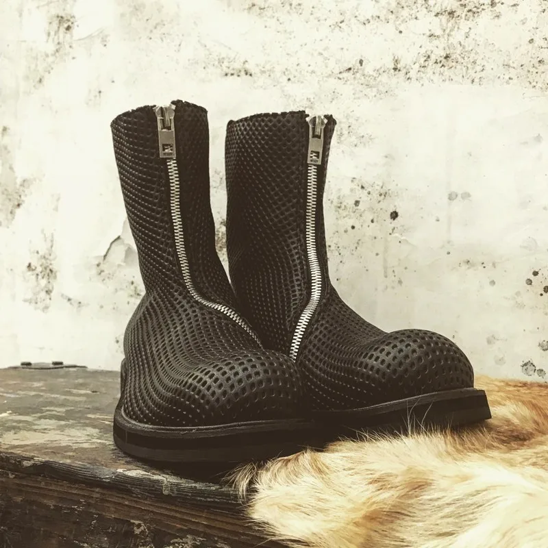 Ажурные дышащие мужские сапоги до середины икры в стиле Харадзюку винтажные