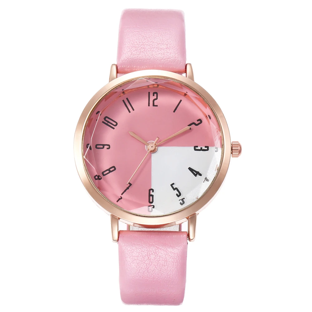 Простые женские деловые часы с разноцветным циферблатом модные кварцевые