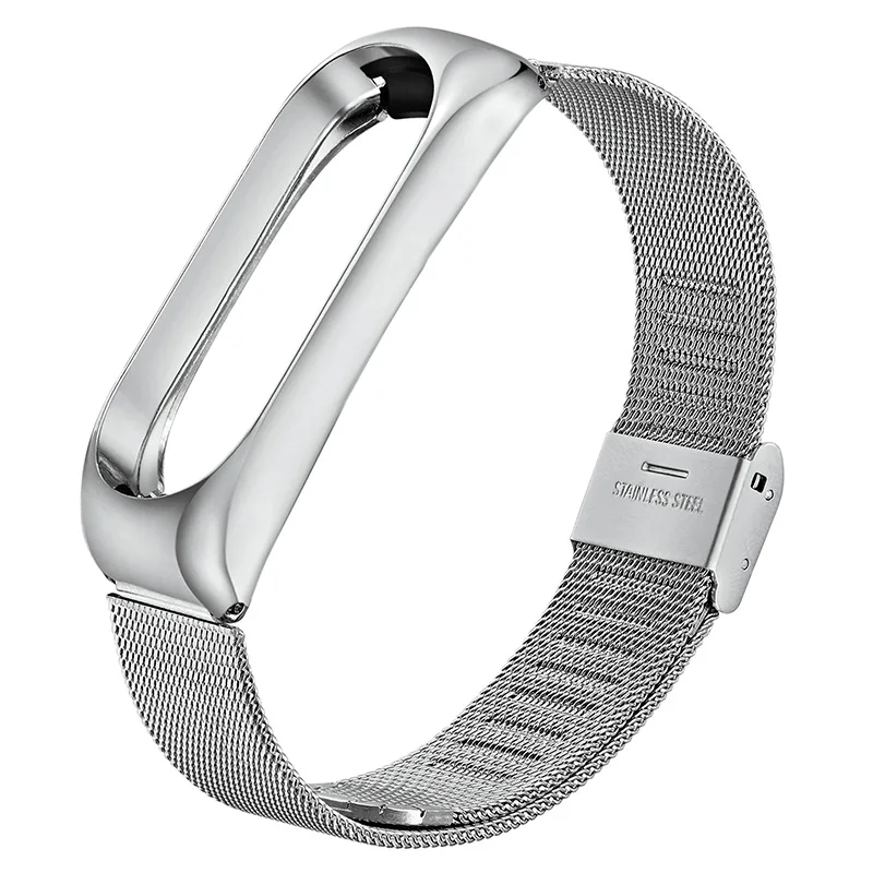 Silver Универсальный металлический ремешок mi Band 3 4 для Xiao mi Band 3 4 Безвинтовой браслет из нержавеющей стали mi band 4 3 браслеты Pulse - Цвет: Silver