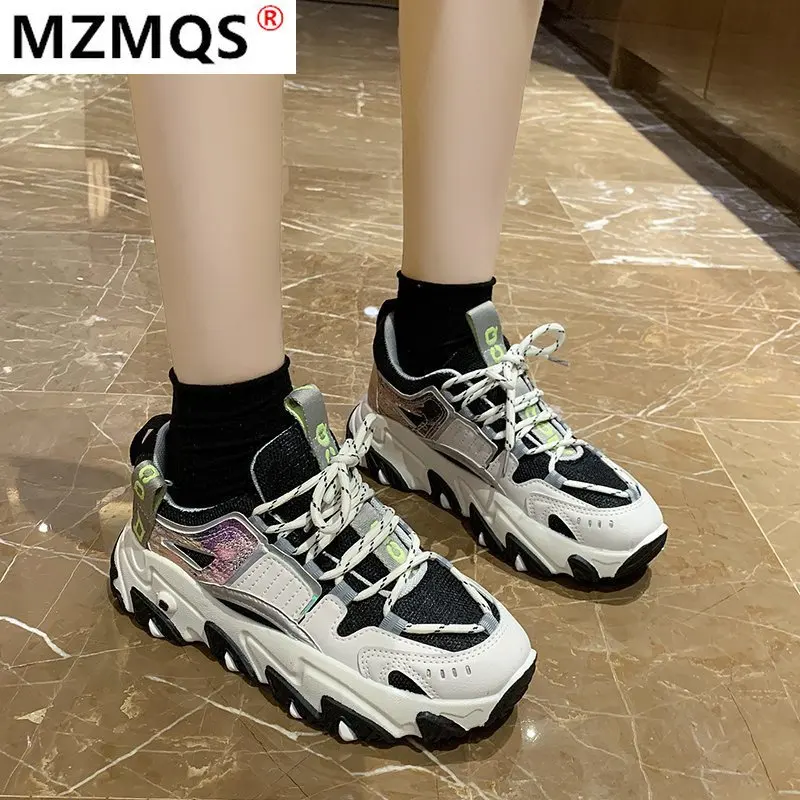 

2021 Fall Women's Sneakers Fashion Women's Platform Shoes Casual Shoes Sequin Women's Shoes Comfortable Breathable Dad Shoes