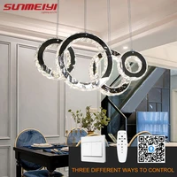 nordic led chandeliers rings for living room dimmable crystal chandelier kitchen loft dining room lamp remote control %d0%bb%d1%8e%d1%81%d1%82%d1%80%d0%b0