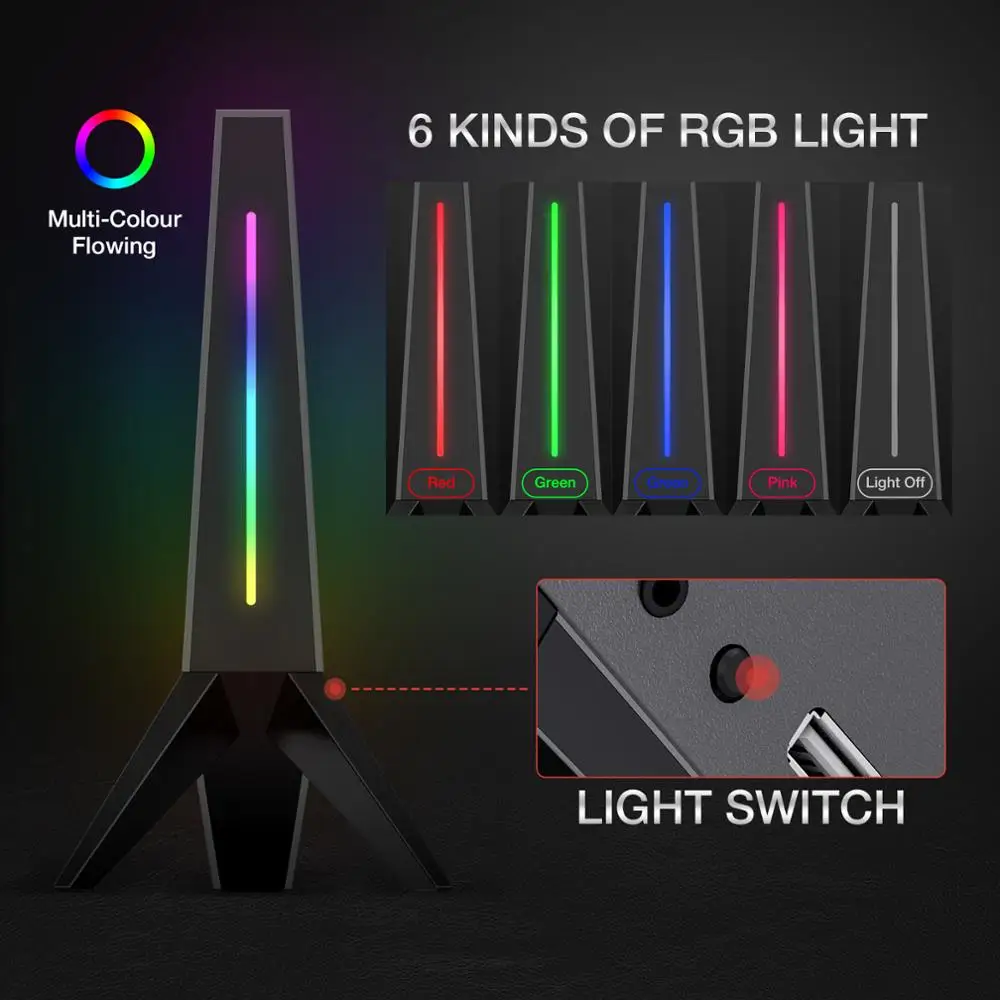 Havit Gamenote RGB Подставка для наушников с 3 5 мм AUX и двумя портами USB игровой дизайн