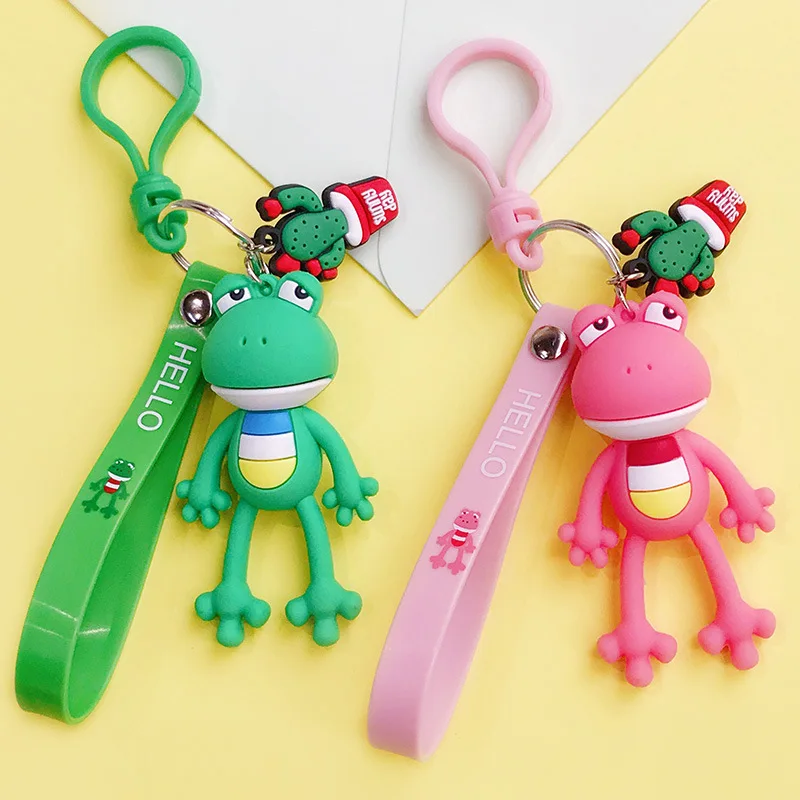 2019 New Cartoon Frog Doll Car Keychain Leather Rope Key Holder Metal Bell Chain Keyring Charm Bag Auto Pendant Gift Hot | Украшения и