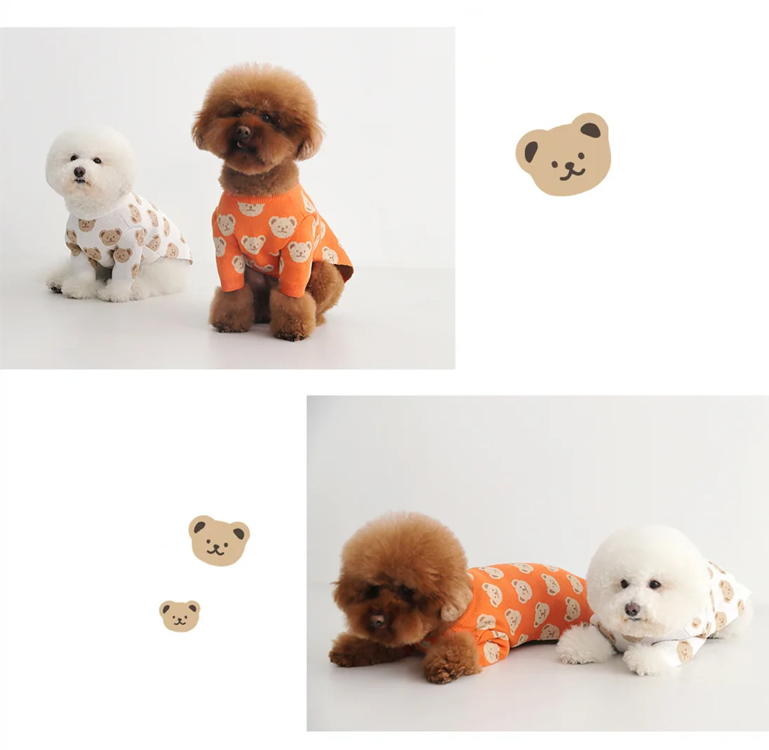 FATHIN 100% хлопок милый медвежонок вязаный свитер для маленьких и больших собак