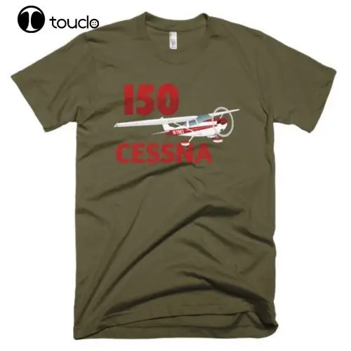 100% хлопок печать мужская летняя футболка с круглым вырезом и Cessna 150 (красный)
