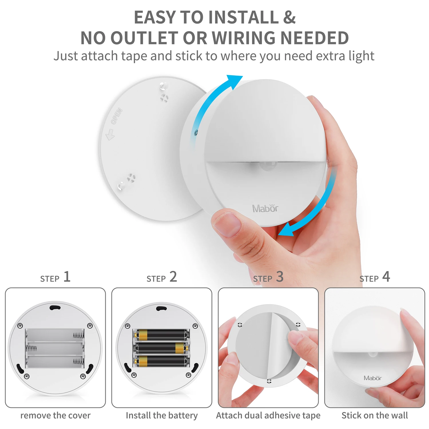 

3 Pcs Sensor Wireless LED Night Lights Bedroom Decor Light Detector Wall Decorative Lamp Staircase Closet Room Aisle Lighting