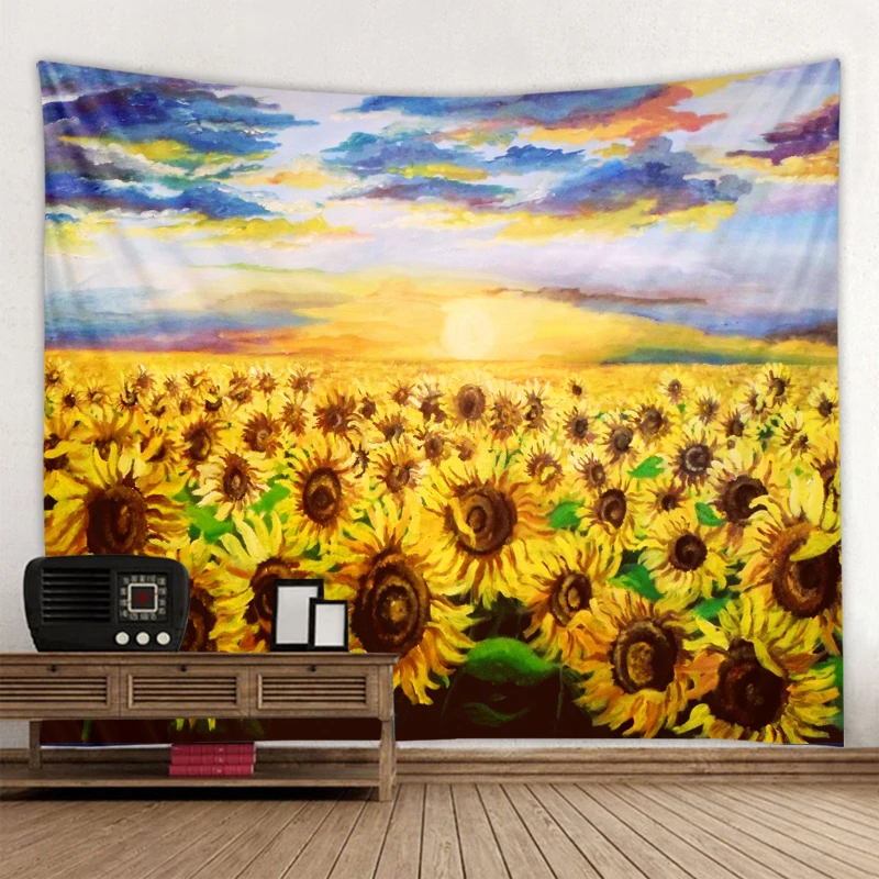 Красочные цветочные растения гобелены Лаванда Подсолнух дикие с цветами