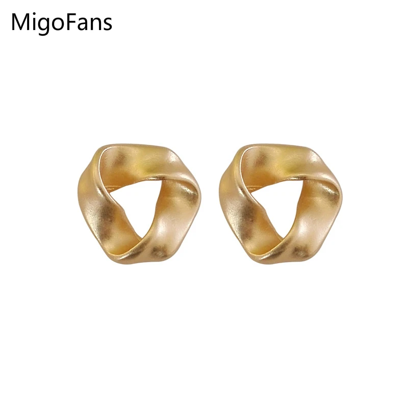 

Простые полированные серьги-гвоздики с имитацией родиевого покрытия, Винтажные серьги неправильной геометрической формы, металлические т...