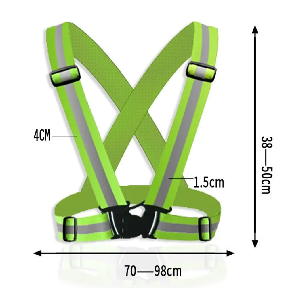 

1Pcs Highlight Reflective Straps Night Work Security Sports Running Cycling Safety Vest High Visibility Reflective Safety Jacket