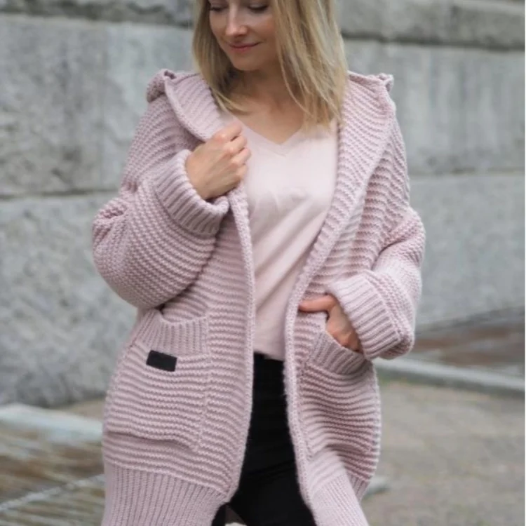 

Вязаный кардиган, пальто, женский модный свободный свитер средней длины на осень и зиму, Женский Теплый кардиган, пальто