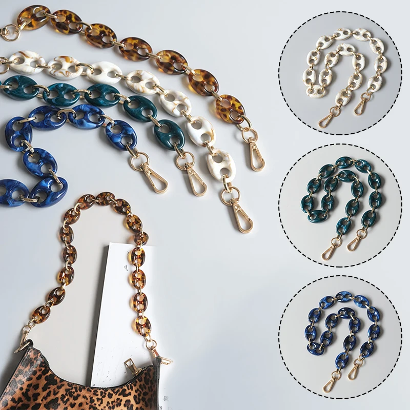 

Leopard Print Pig Nose Acrylic Resin Chain Contrasting Retro Handmade Detachable Metal Chain Bag Decoration Chain